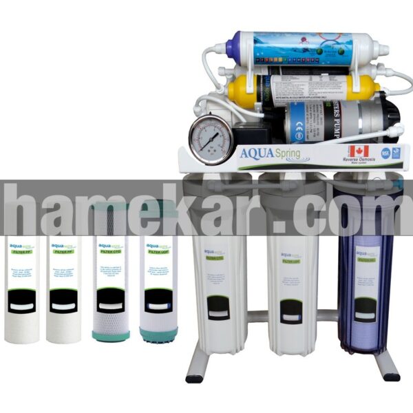 دستگاه تصفیه کننده آب خانگی آکوآ اسپرینگ مدل RO-S151 به همراه فیلترتصفیه آب کد 01 بسته 4 عددی
