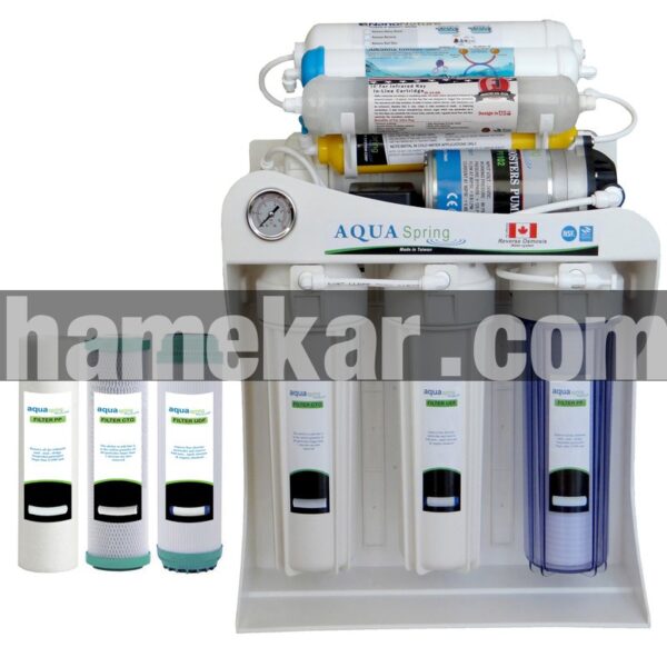 دستگاه تصفیه کننده آب آکوآ اسپرینگ مدل NF - SF4400 به همراه فیلتر تصفیه اب کد 01 مجموعه 3 عددی