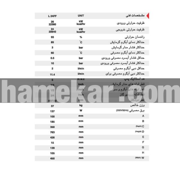پکیج شوفاژ دیواری ایران رادیاتور مدل L24FF