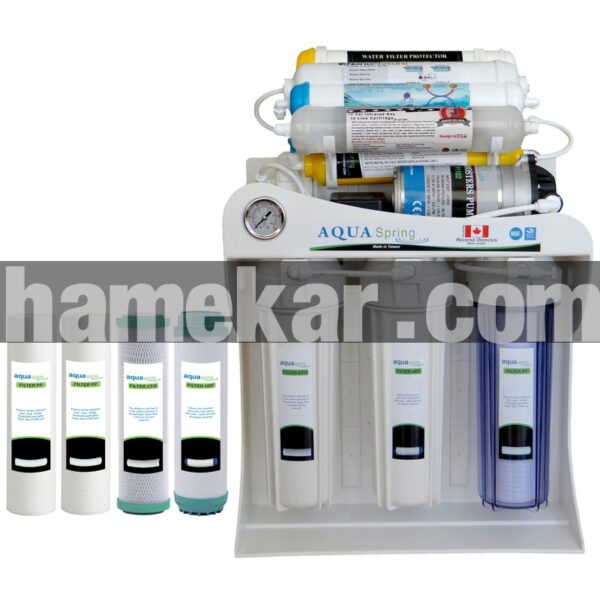 دستگاه تصفیه کننده آب آکوآ اسپرینگ مدل NF - SF4200 به همراه فیلتر تصفیه آب مجموعه 4 عددی