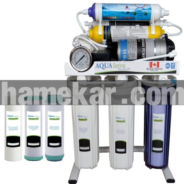 دستگاه تصفیه کننده آب آکوآ اسپرینگ مدل RO-S151 به همراه فیلتر مدل 02 مجموعه 3 عددی
