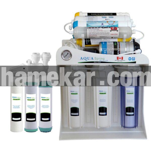 دستگاه تصفیه کننده آب آکوآ اسپرینگ مدل UF - SF4200 به همراه فیلتر بسته 3 عددی و کیت نشتی گیر
