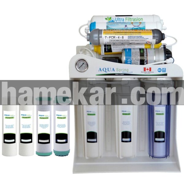 دستگاه تصفیه کننده آب آکوآ اسپرینگ مدل RO-SF5660 به همراه فیلتر تصفیه آب کد 01 مجموعه 4 عددی